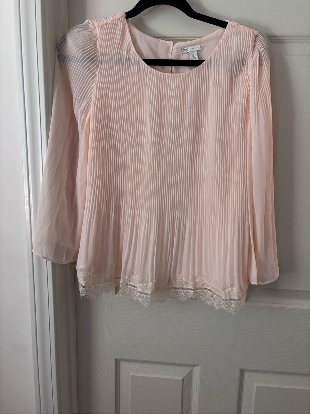 Pleated Lace-Hem Blouse